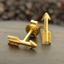 Load image into Gallery viewer, Tiny Arrow Stud Earrings 10x3mm
