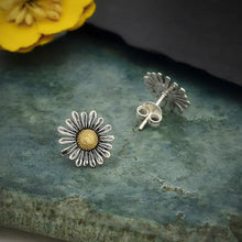 Load image into Gallery viewer, Mixed Metal Daisy Post Earrings 13x13mm
