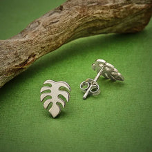 Load image into Gallery viewer, Monstera Stud Earrings 10x8mm
