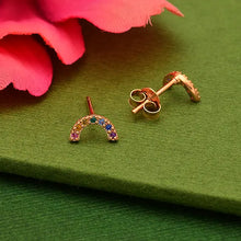 Load image into Gallery viewer, Rainbow Post Earrings with Nano Gems 4x8mm
