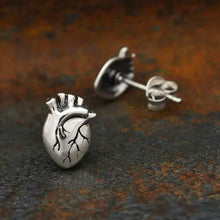 Load image into Gallery viewer, Sterling Silver Anatomical Heart Post Earrings 10x7mm
