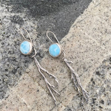 Load image into Gallery viewer, Larimar and Seaweed Earrings, One of a Kind, recycled sterling silver 

