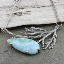 Load image into Gallery viewer, Larimar and Seaweed Necklace, One of a Kind, recycled sterling silver 
