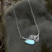 Load image into Gallery viewer, Larimar and Seaweed Necklace, One of a Kind, recycled sterling silver 
