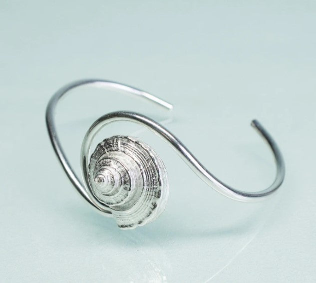 HKM welk wave cuff, sterling silver, nautical jewelry