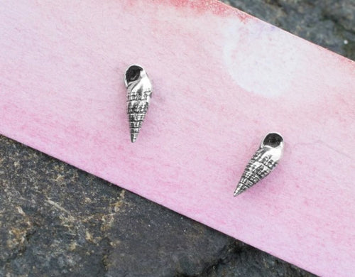 HKM Rock Snail Shell Mini Studs, Sterling Silver, Nautical Jewelry, earrings