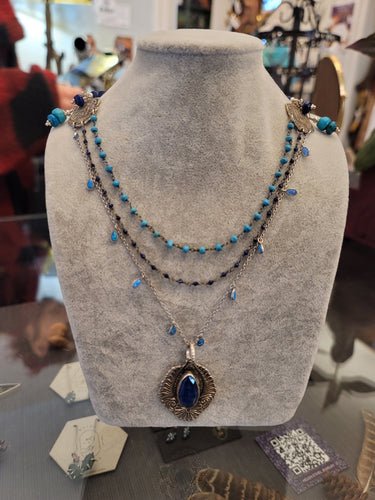 Made locally with silver clay and lapis. Layered for you! Unique gift for her for anniversary, birthday or Valentine's Day. Chester Springs, PA.