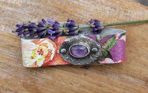Leather Amethyst Bracelet Woods and Willow 