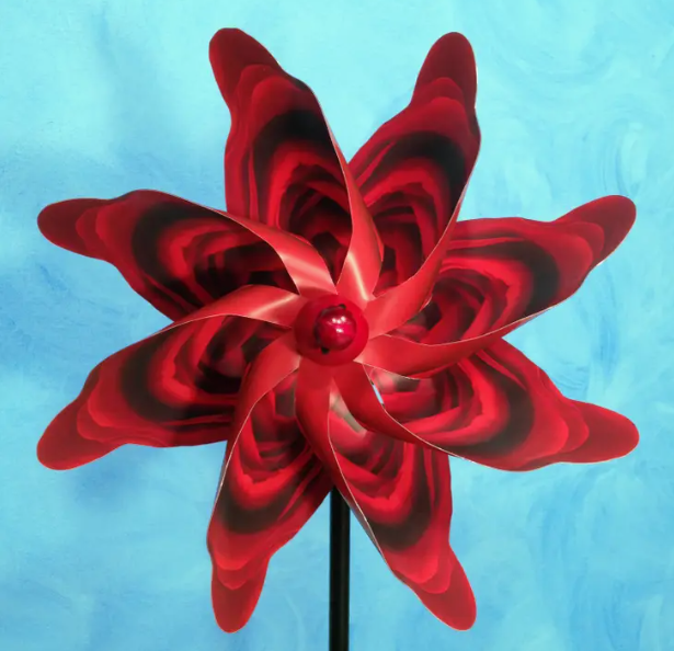 Pinwheel Wind Spinner Whirlgig Windmill Fan Blood Rose Paper Arboretum