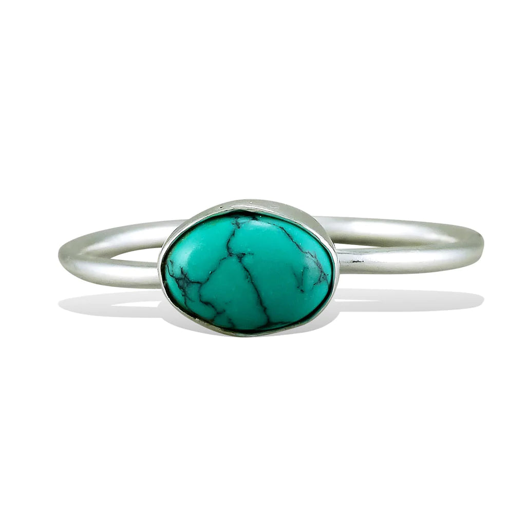 Simple Turquoise Ring - Silver