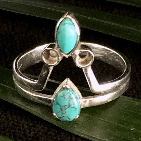 Stacked Turquoise Ring - Silver
