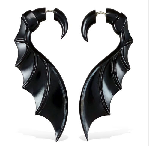 Bat wings earrings made from horn.