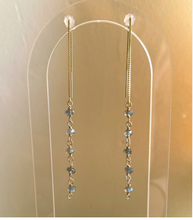 Load image into Gallery viewer, labradorite threader earrings, sterling silver 
