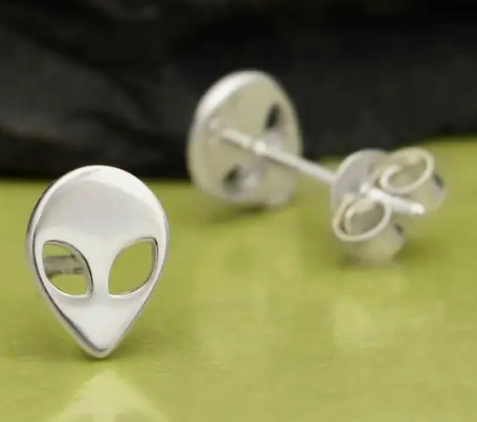 Sterling Silver Alien Post Earrings 8x6mm Nina Designs