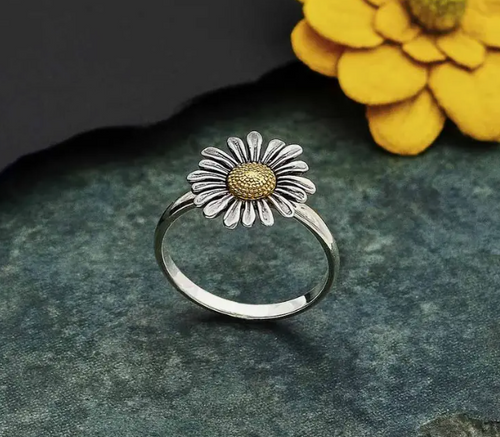 Sterling Silver Daisy Ring with Bronze Center Nina Designs