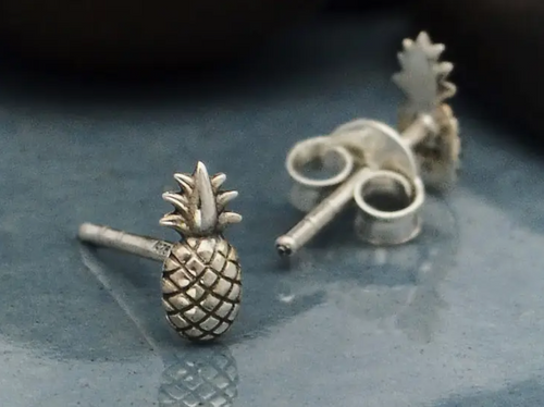 SterlingSilverPineapplePostEarrings7x3mmNinaDesigns