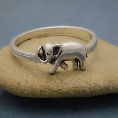 Sterling Silver Ring with Single Elephant Nina Designs 