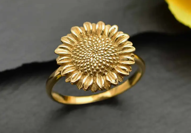 Sterling Silver Sunflower Ring Bronze Nina Designs