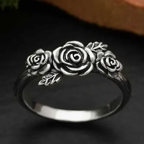 Sterling Silver Triple Rose Ring Nina Designs