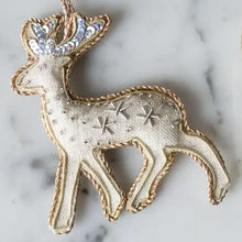 Load image into Gallery viewer, Handmade Reindeer Irish Linen Holiday Ornament
