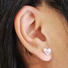 Load image into Gallery viewer, Sterling Silver Heart Post Earrings with Paw Print 7x8mm
