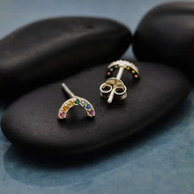 Load image into Gallery viewer, Rainbow Post Earrings with Nano Gems 4x8mm
