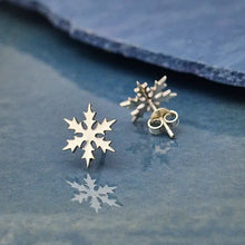 Load image into Gallery viewer, Sterling Silver Snowflake Post Earrings 11mm
