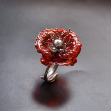 Load image into Gallery viewer, poppy ring, plastic, stainless steel, recycled material
