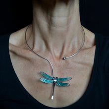 Load image into Gallery viewer, Dragonfly Necklace, plastic, stainless steel , Handmade
