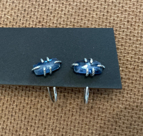 Blue Kyanite Earring Huggies (Sterling Silver)
