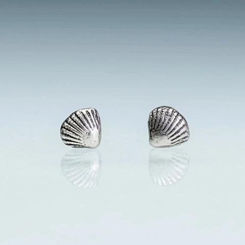 These Tiny Clam Shell Stud Earrings are the perfect gift for yourself or a mer-friend. They are made from a mold of a baby Clam shell.  solid recycled metal. 