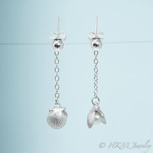 Load image into Gallery viewer, Scallop Pearl Dangle Earrings
