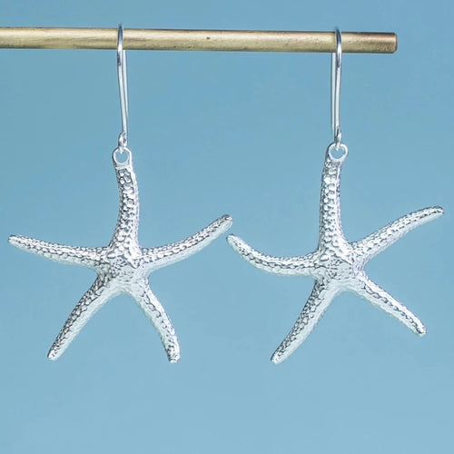 Starfish Earrings, Sterling Silver , nautical jewelry