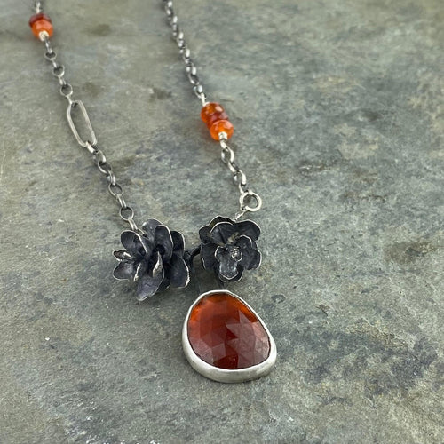 Hemlock and Hessonite Garnet Necklace, One of a Kind